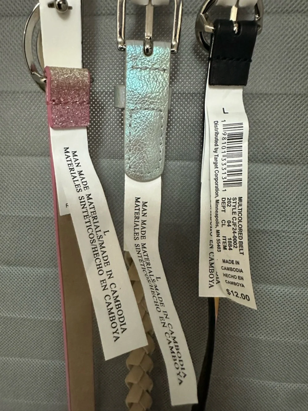 TARGET Girls 3pk Rainbow Belts - Cat & Jack : Adjustable skinny Belts size lg